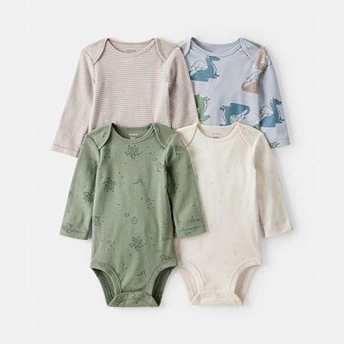 Baby Boy Carter's 4-Pack Dragon Print Cotton Long-Sleeve Bodysuits