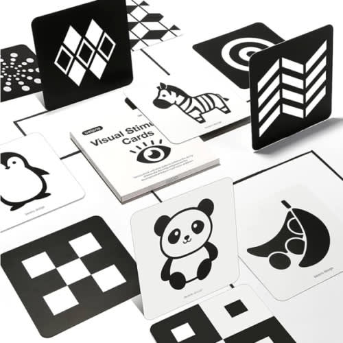 beiens High Contrast Baby Flashcards, Black White Color Newborn Brain Development Toys, Visual Stimulation Learning Activity Cards, Educational Infants Gift (Black & White(for 0-3 Months))