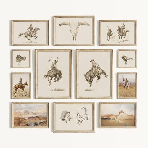 Vintage Cowboy Prints Southwestern Wall Art Western Decor Living Room Posters American Rustic Art Country Print Ranch Decor Gallery Wall Set