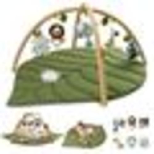 Oversize Leaf Shaped Baby Play Mat W 6 Detachable Toys & Sensory Development | Color: Green | Size: Osbb
