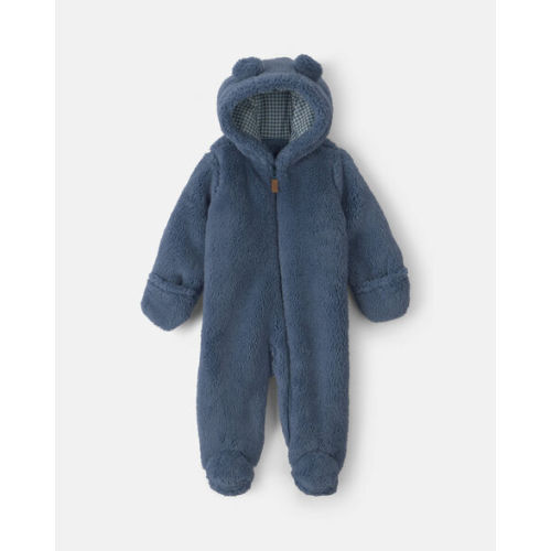 Baby Boy Bear Teddy Fleece Long-Sleeve Jumpsuit - Blue | Carter's