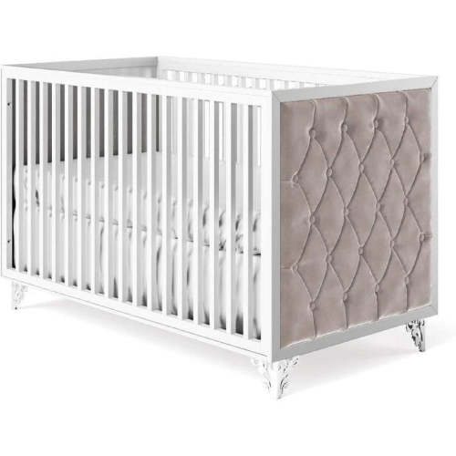 Romina New York Bella Classic Crib (Tufted)  - Washed White / Washed White