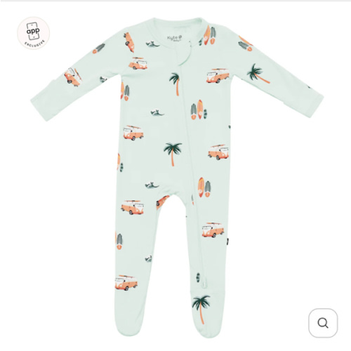 Zippered Footie in Dew Surf