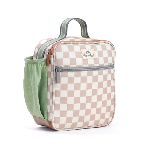 Itzy Ritzy Toddler Lunch Box - Kids Lunch Bag is Insulated and Includes Water Bottle Holder Plus 2 Pockets - Durable, Easy to Clean Lunch Box Toddler Bag (Checkerboard)