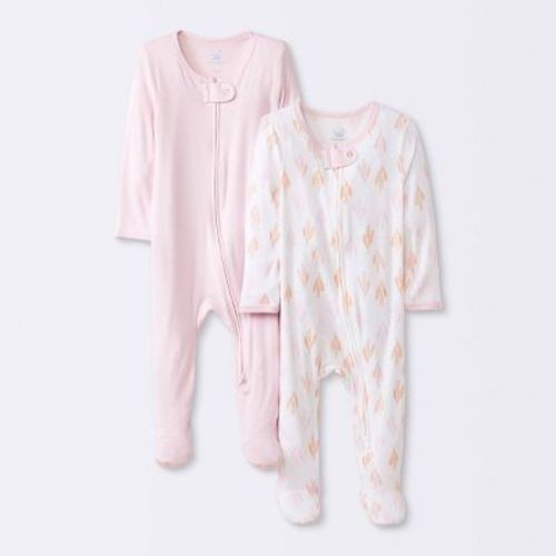 Baby Girls' 2pk Modal Blend Sleep N' Play - Cloud Island™ Pink, Color: Pink, Size: 0-3M
