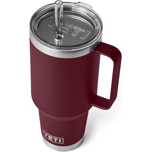 YETI Rambler 42 oz Straw Mug, Vacuum Insulated, Stainless Steel, Wild Vine Red