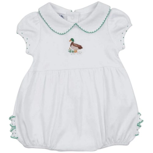 Magnolia Baby Embroidered Collared Girl Bubble Mallard Pond