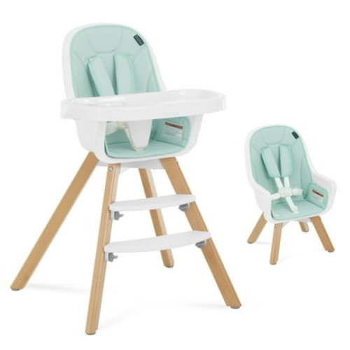 Evolur Zoodle 2-in-1 High Chair Booster Feeding Chair with Modern Design, Mint (Model #254)