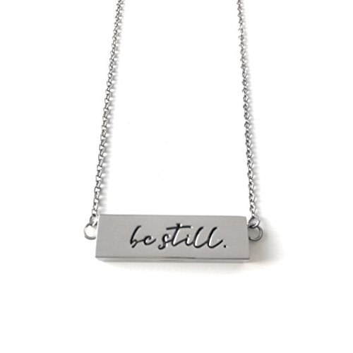 Minimalist Diffuser Necklace:"BE Still" Aromatherapy bar Necklace for Essential Oils with Modern Pendant Style Locket (Reversible and Adjustable)