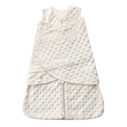 HALO Sleepsack Swaddle, 3-Way Adjustable Swaddle Blanket, TOG 3.0, Velboa Plush Dots, Cream, Newborn, 0-3 Months