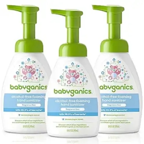 Babyganics Alcohol-Free Foaming Hand Sanitizer, Pump Bottle, Fragrance Free, 8.45 oz, 3 Pack