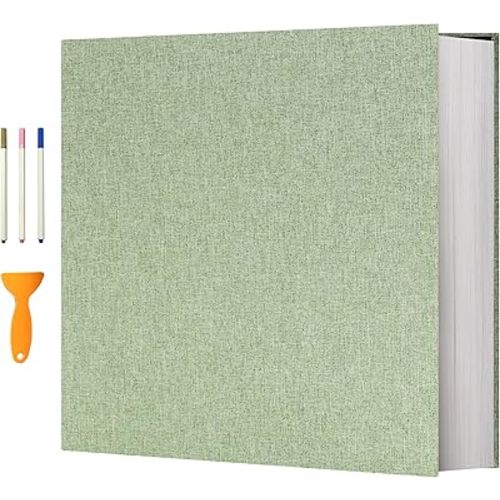 Vienrose Photo Album Self Adhesive 4x6 5x7 3x5 8x10 Scrapbook Album DIY Scrap Book with Metallic Pen 120 Pages Grassgreen