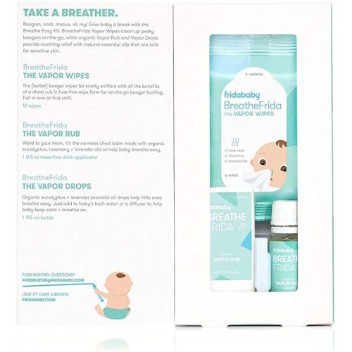Frida Baby Breathe Easy Kit Sick Day Baby Essentials - Natural Vapor Wipes, Organic Vapor Rub + Organic Vapor Drops to Help Baby Breathe Easy