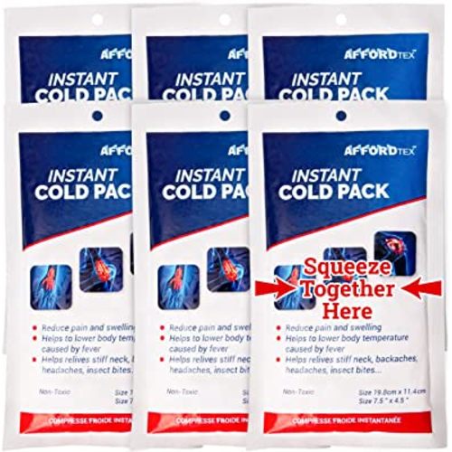 Instant Cold Pack –6 Count Disposable 7.5 x 4.5 Inches Ice Packs – Must Have Medical Supplies for Outdoor Activities – Ice Packs Ideal for Injuries, Inflammation, Sprains, Strains