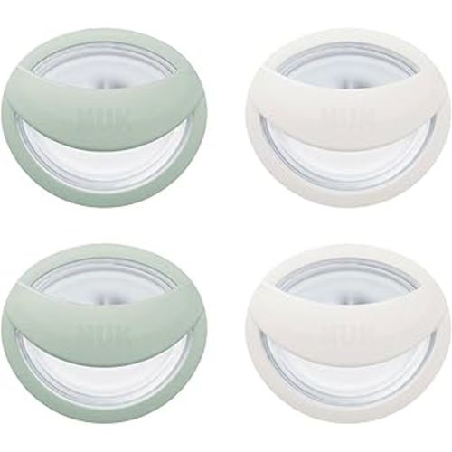 NUK Perfect Match Silicone Pacifier, 4 Pack, for Ages 0-6m, Green & White