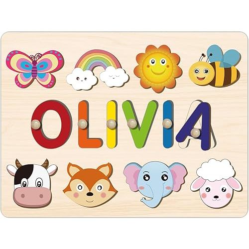 Name Puzzle for Kids Personalized, Montessori Educational Toys, Baby Gifts, Baby Shower, Customized Puzzles for Toddlers 1-3, Gifts for 1 Year Old, Easter Basket Stuffer