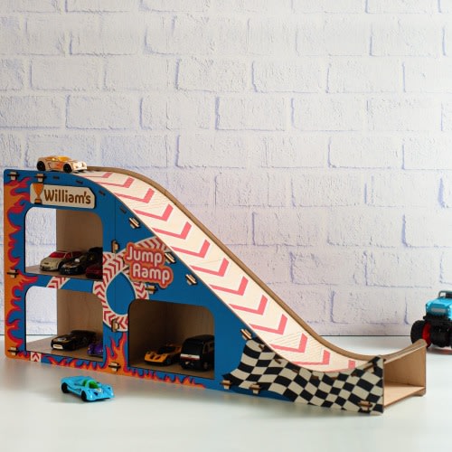 Birthday Gifts for Boys, Personalized Jump Ramp for Toys Cars, Cars Parking Garage, Name Toy for Boys, Montessori Garage, Vehicles Storage