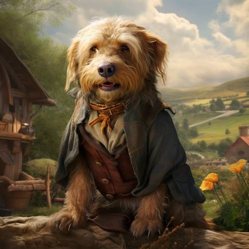 Custom Hobbit Pet Portrait, LoTR Pet Painting, Pet Lovers Gift, Hobbit Portrait, Pet Portrait gift, Animal Painting, Regal Pet