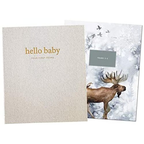 Unisex Baby Memory Book | Minimalist Baby First Year Keepsake for Milestones | Baby Books First Year Memory Book | Simple Baby Scrapbook for Boy Girl Milestones | 60 Pages Natural Linen Wild - Peachly