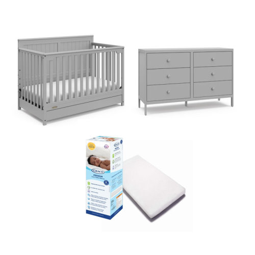 Graco Hadley 5-In-1 Convertible Crib With Drawer, Universal 6 Drawer Dresser, And Mattress Nursery Set & Reviews | Wayfair