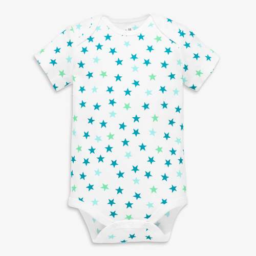 Clearance organic short sleeve babysuit in mini star | Primary.com