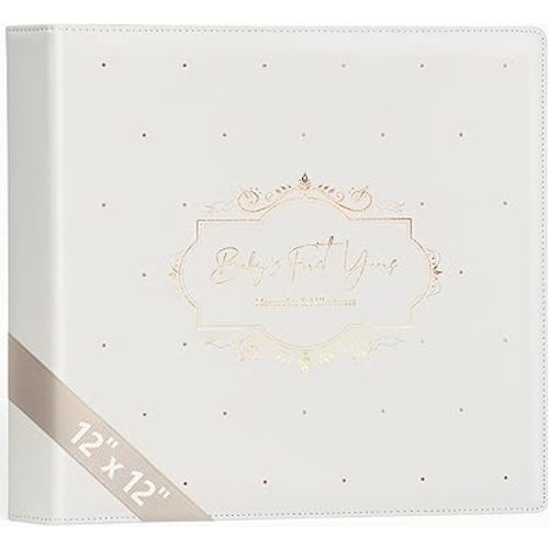 Keepsake Baby Memory Book Girl Boy – Timeless Leather-Bound Baby Milestone Book – Baby Book Keepsake Record First 5 Years – Gender Neutral Baby Scrapbook Album Baby Album Journal Registry Search Gift