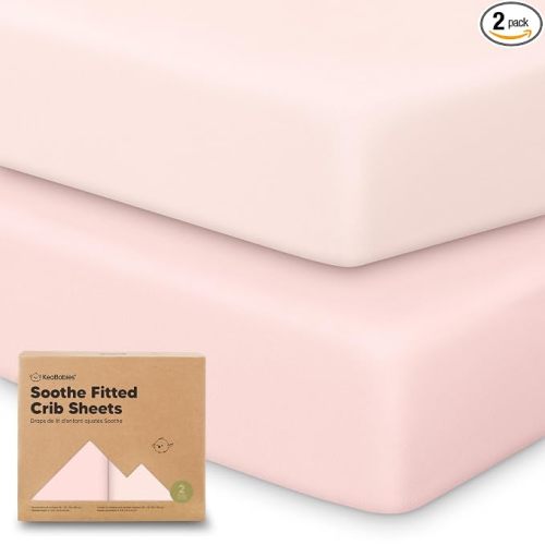 KeaBabies 2-Pack Organic Cotton Crib Sheets for Boys, Girls - 52x28 Fitted Crib Mattress Sheet Neutral, Breathable Cover for Baby Bed Set, Toddler Mattress, Soft & Cute Prints (Mist Rose)