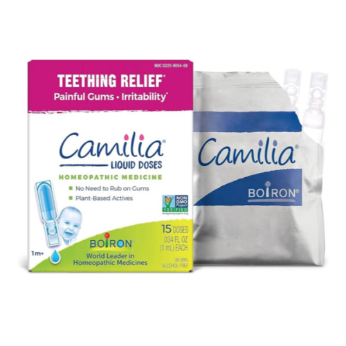 Boiron Camilia Teething Drops for Daytime and Nighttime Relief of Painful or Swollen Gums and Irritability in Babies, 15 Single Liquid Doses