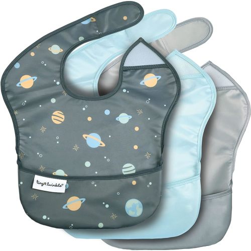 Tiny Twinkle Mess-Proof Baby Bib - Waterproof Bib for Baby Boy or Girl - PFAS, PVC, BPA, Phthalate Free - Baby Food Bibs