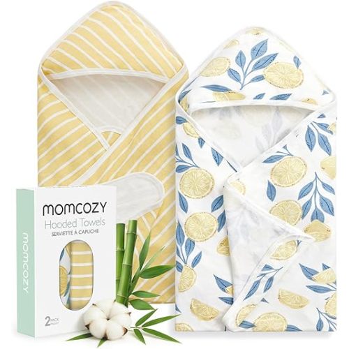 Momcozy Baby Towel with Hooded - Ultra Soft & Absorbent Large Bath Towel Set for Comfort & Gentle on Baby's Skin - Med Thick& Durable -Shower Gift & Bath Essential for Newborn, Infant, Toddler