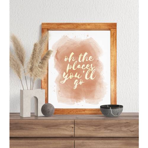 Oh The Places You'll Go - Watercolor Boho Styled Bedroom Canvas, Baby Shower, Neutral Gender Decor, Framed, Unframed, and RopeBoard Options