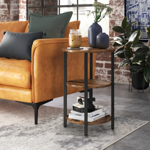 Steelside™ Mauch Round End Table with 3-Tier Storage Shelves & Reviews | Wayfair