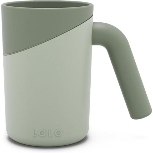 Lalo Bath Rinse Cup - Handle for Easy Grip, Tear-Free Baby Bathing, Flexible Lip, Non-Toxic, Soft Edge, Lightweight Bath Cup For Rinsing Hair and Body - Sage