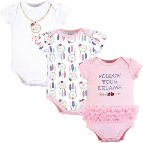 Little Treasure Baby Girl Cotton Bodysuits 3pk, Dream Catcher, 9-12 Months