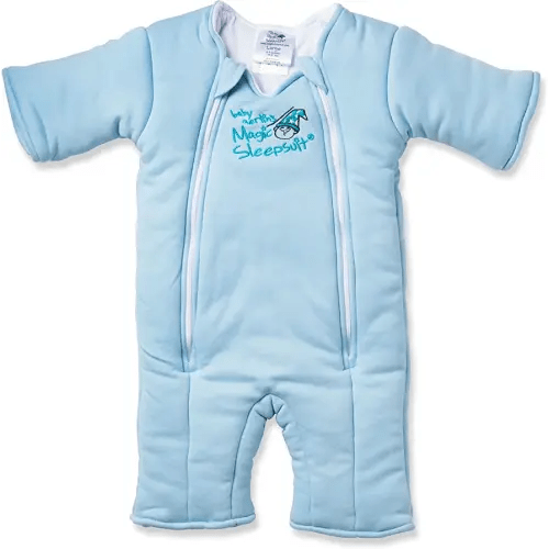 Baby Merlin's Magic Sleepsuit - Cotton Baby Swaddle Transition Product - Soft and Breathable Design, Double Zipper for Easy Diaper Changes, Promotes Safe Sleep - Blue - Large 18-21lbs