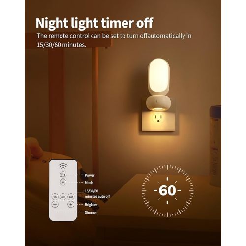 KDG LED Night Light Plug into Wall Set of 2, Modern Wall Sconces, Push Button Dimmable, Soft Warm 3000K Lighting, Night light for Living Room, Bedroom, Bedside, Hallway, Kitchen, Stairs (White)