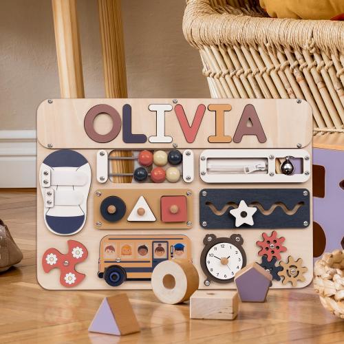 Personalized Puzzle Name Busy Board for toddler, Activity Board, Puzzle Toy, 1st Birthday Baby Gift, Montessori Board, Birthday Gift BB61