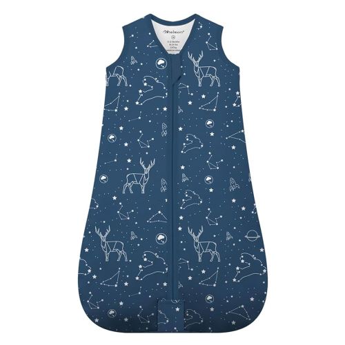 Mosebears Sleep Sack Baby Winter Wearable Blanket with 2-Way Zipper,2.5 TOG Cotton Sleep Sack Unisex(Navy Blue,0-6 Months)