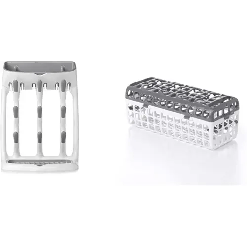 OXO Tot Space Saving Drying Rack + Dishwasher Basket for Kitchen