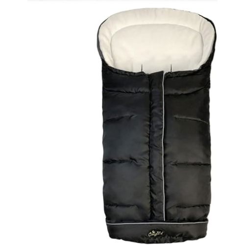 CozyMe Winter Stroller Blanket Evolution, Stroller Footmuff, 3-in-1 Waterproof Toddler Stroller Bunting Bag Fits Most Pushchairs and Joggers, Central Open, Reflective Strip Design, 6M - 36M, Black