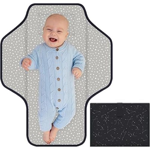 Portable Diaper Changing Pad for Baby & Toddler Waterproof Foldable Baby Changing Mat Built-in Pillow, Travel Infant Changing Pads for Moms Baby Changer Machine Washable