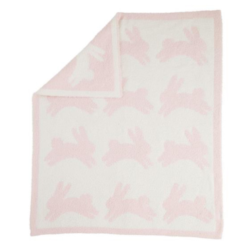 Pink Chenille Bunny Blanket for Babies | Cozy Easter Gift