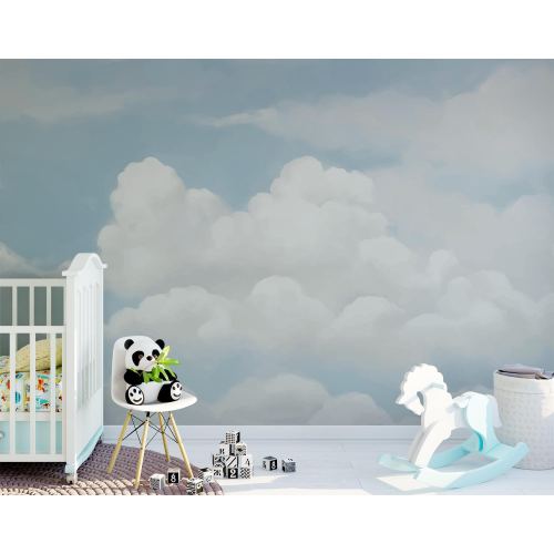 Clouds wallpaper mural removable blue sky white cloud wallpaper Peel and Stick nursery wall decor bedroom mural, Tradtional available