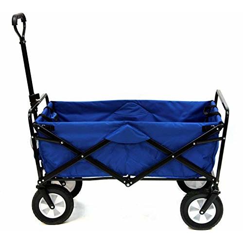 Mac Sports Heavy Duty Steel Frame Collapsible Folding 150 Pound Capacity Outdoor Camping Garden Utility Wagon Yard Cart, Blue