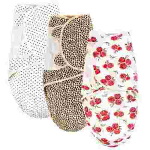 Hudson Baby Infant Girl Quilted Cotton Swaddle Wrap 3pk, Rose Leopard, 0-3 Months