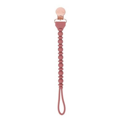 Itzy Ritzy Sweetie Beaded Strap Pacifier Clip, Color: Rosewood