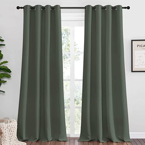 NICETOWN Dark Mallard Blackout Draperies Curtains - Pair of Grommet Top Thermal Insulated Blackout Decorative Curtains for Thanksgiving Day & Christmas Decor(55 inches Wide by 90 inches Long)