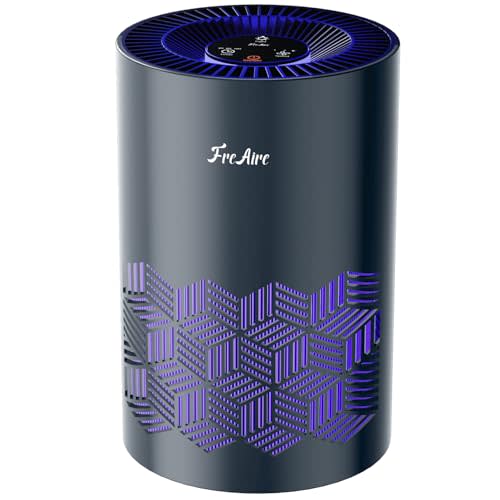 FreAire Air Purifiers for Bedroom, HEPA Air Purifier with RGB Lights Air Purifiers for Pets Dust Smoke Pollen Dander Smell, Portable Air Purifier with Air Filter For Home (Black)