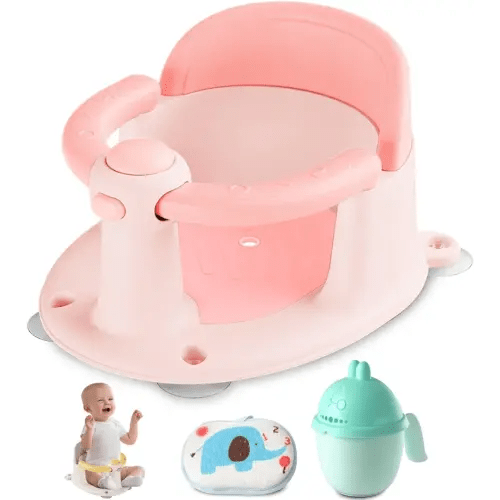 Baby Bath Seat, Bath Seat for Baby 6 Month & up, Baby Bath tub Seat with Suction Cups, Non-Slip, Detachable, Pink