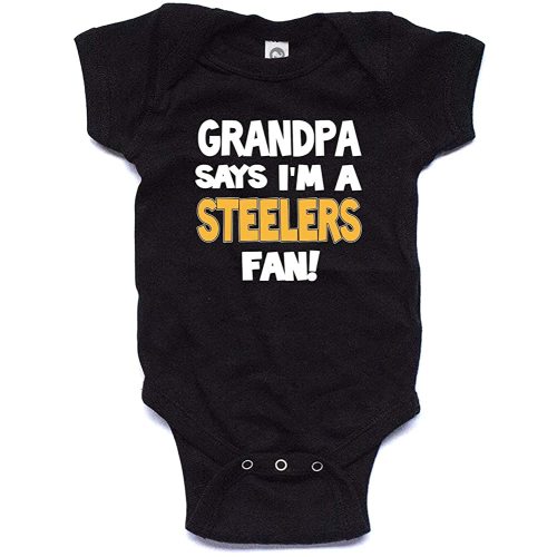 NanyCrafts Baby's My Grandpa Says I'm a Steelers Fan Bodysuit, Baby Steelers Fan